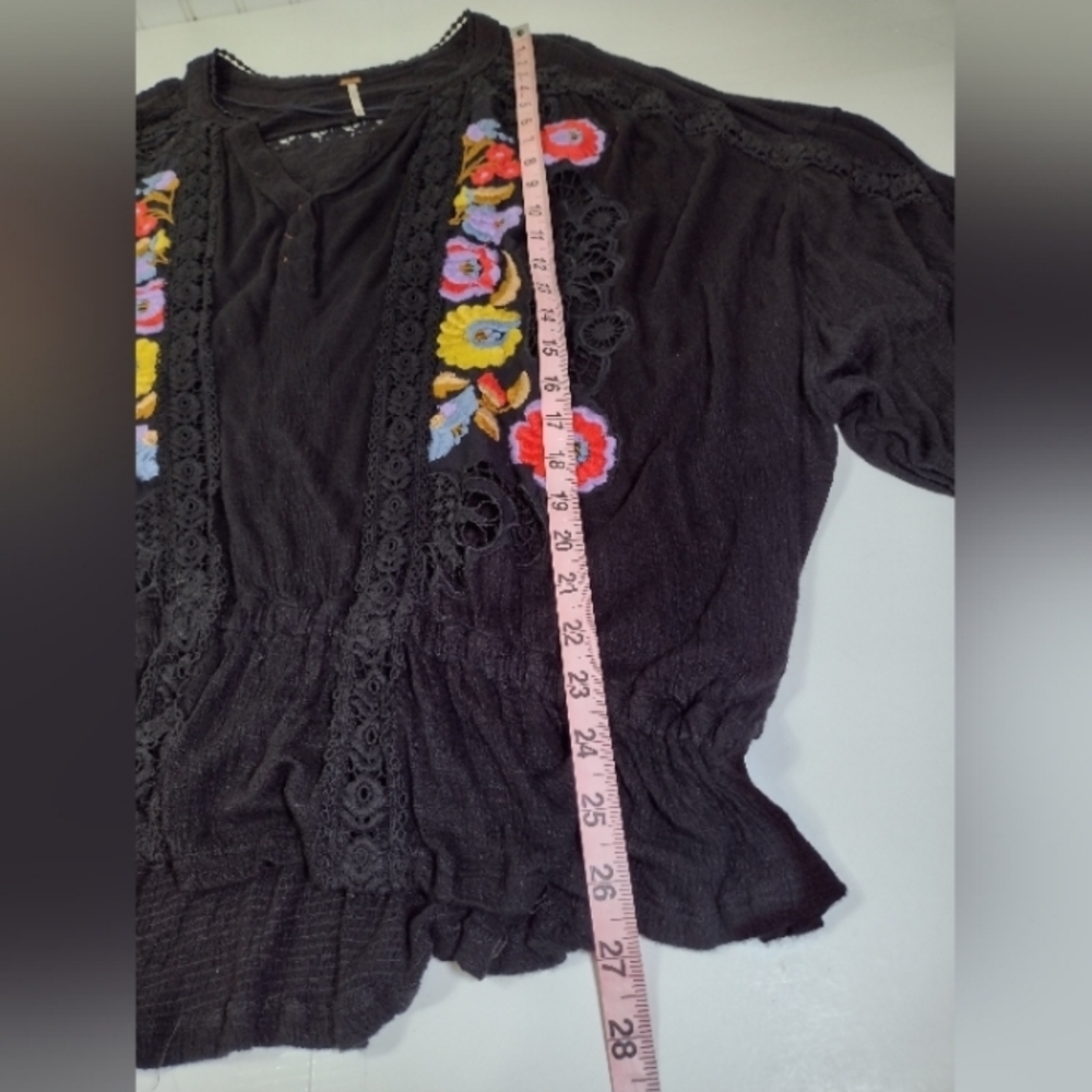 Free People Women's Black Embroidery Choker Top Size (M) - Picture 8 of 12